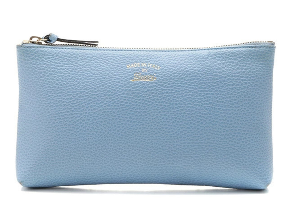Gucci Swing Pouch Clutch Blue Leather